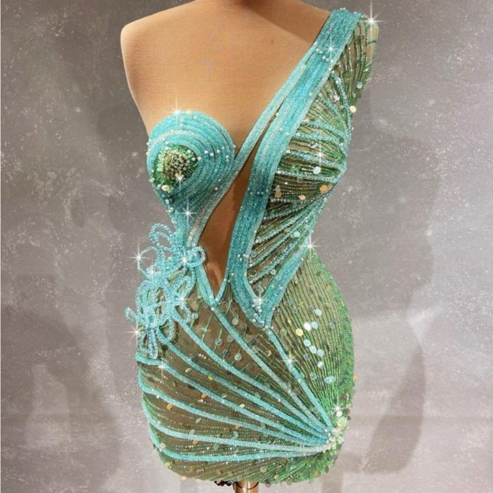 Sequin blue evening dress Walone fashion group